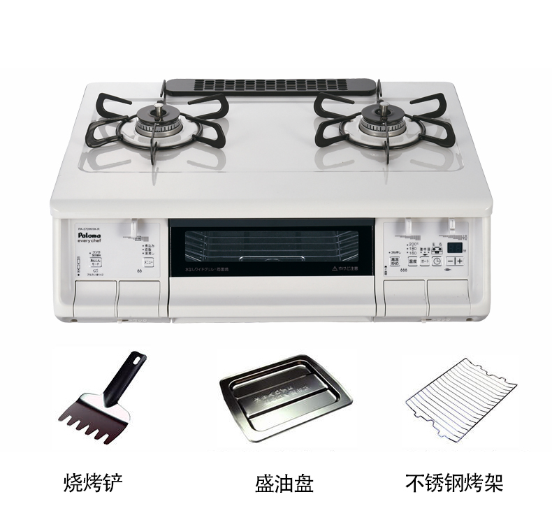 日本代购everychef百乐满燃气灶台式双灶煤气灶防干烧烤箱24新款