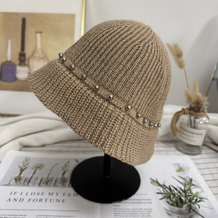 田园风珍珠装 韩版 饰纸草草帽 新款 7.21现货渔夫帽韩国东大门代购