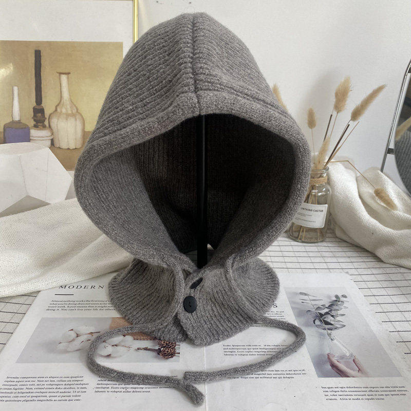 韩版ins风护耳帽秋冬韩国东大门代购围脖一体加厚保暖毛线法拉帽