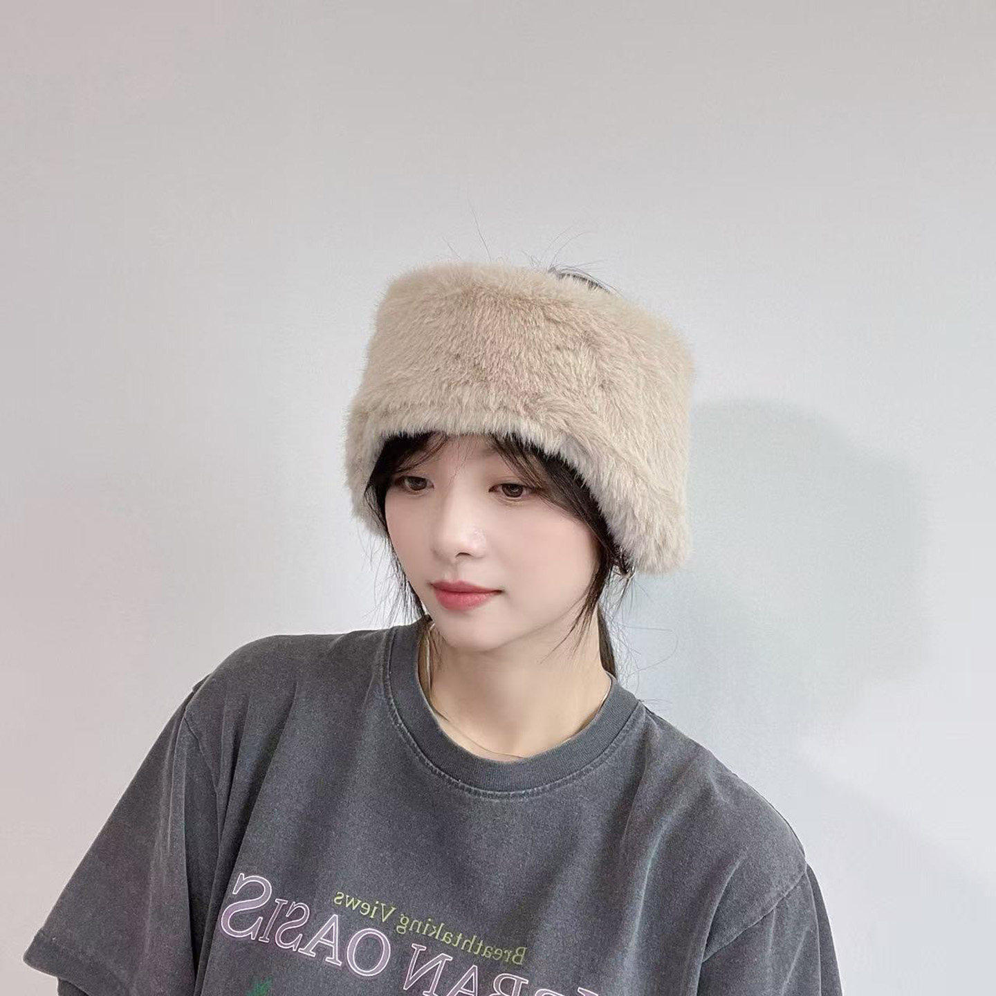 25年秋冬新款毛绒护耳帽女韩国东大门代购加厚保暖空顶帽百搭头套