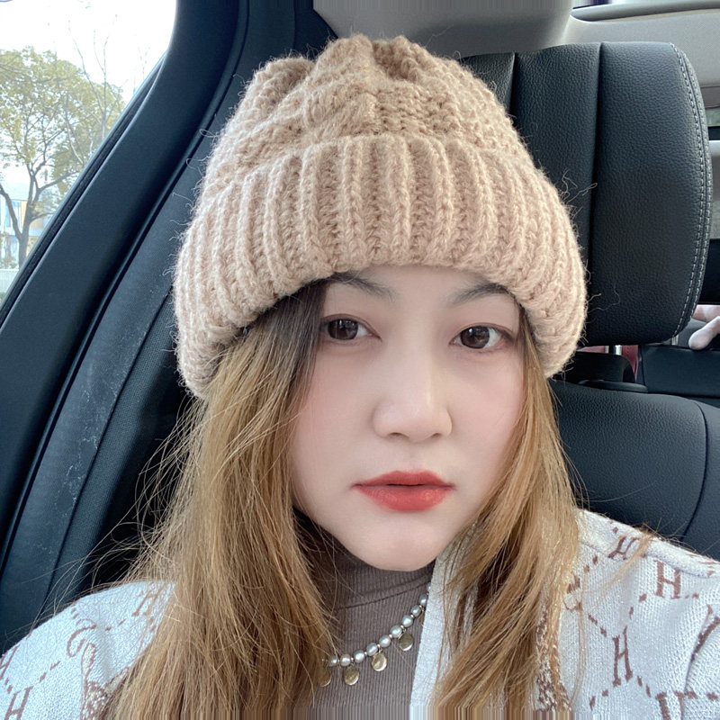12.10现货韩版INS风羊毛混纺毛线帽韩国代购复古麻花纹针织帽百搭