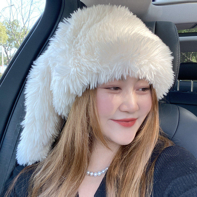 10.23现货韩版长耳朵毛绒毛线帽韩国代购时尚甜美可爱加厚包头帽