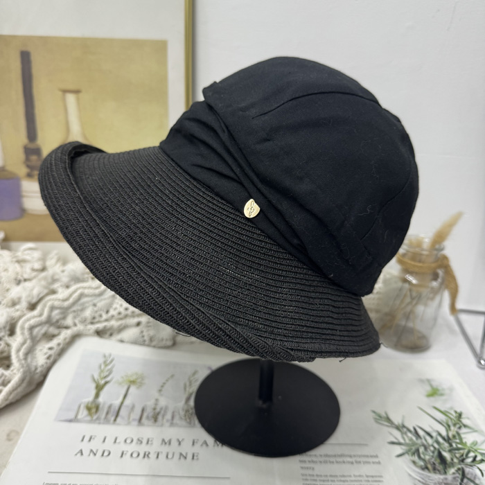 3.15现货黑色草帽女韩国东大门代购时尚休闲出游遮阳大帽檐防晒帽