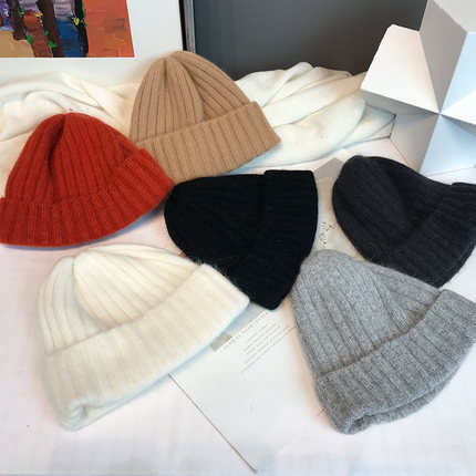 韩国正品进口女秋冬新款时尚毛线帽休闲简约套头帽加厚潮流针织帽