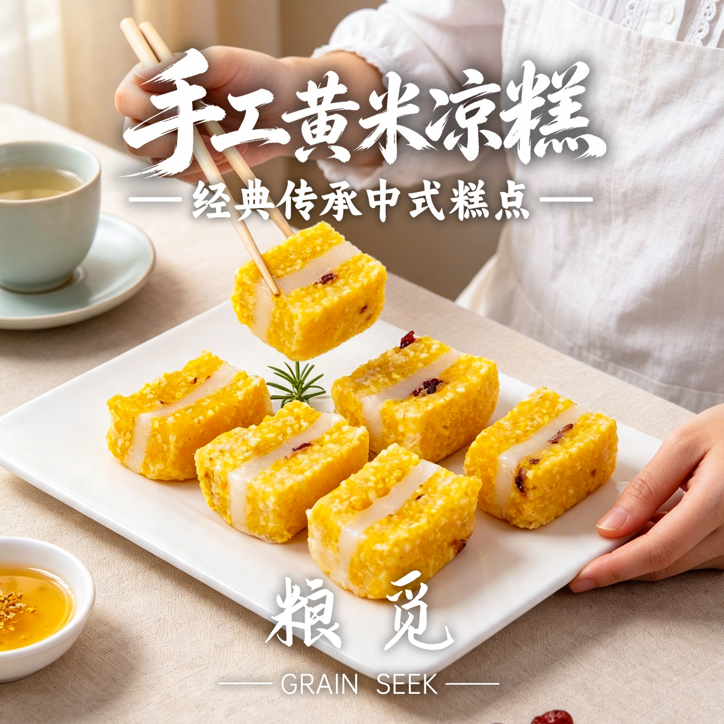 粮觅 黄米凉糕 蔓越莓口味 加热即食传统网红糕点小吃 官方旗舰店