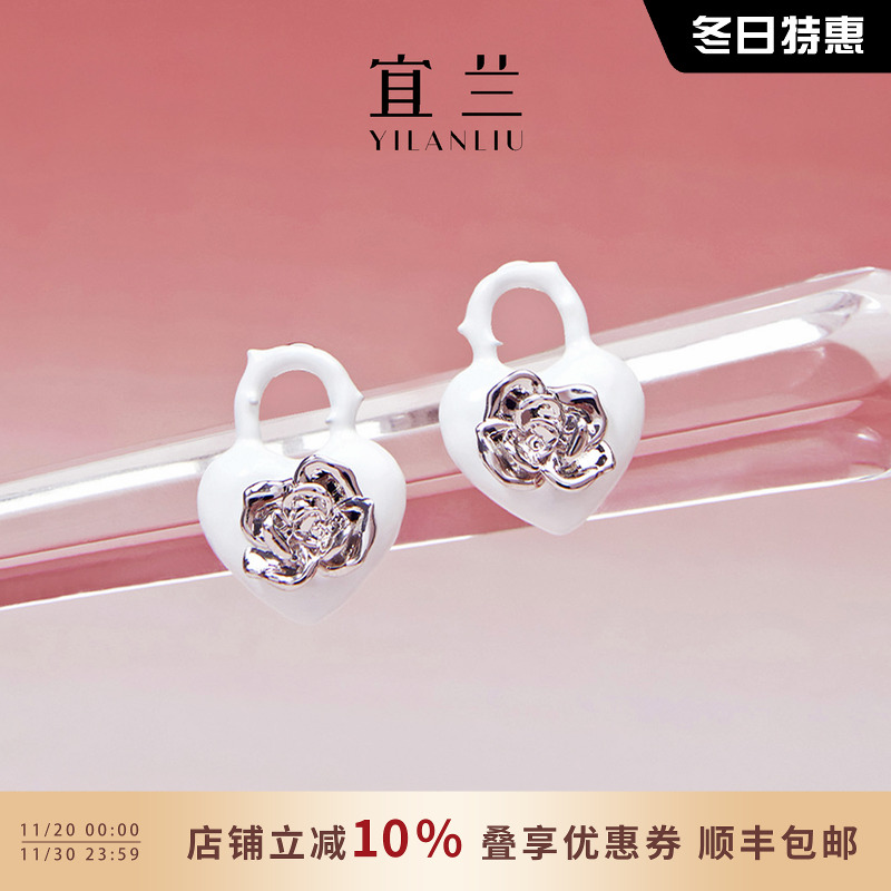 宜兰珠宝珐琅时尚玫瑰耳饰