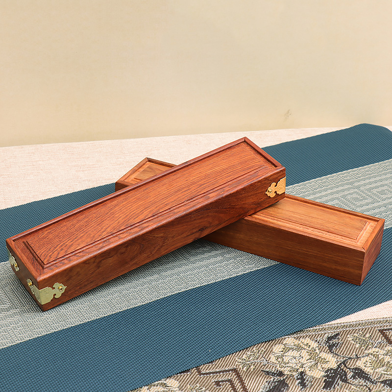 花梨木线香盒实木轻奢客厅简约抽盖香道木盒中式古典长香盒刻字