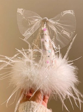 白色羽毛生日帽子发夹头饰女生氛围感拍照道具发夹party发饰