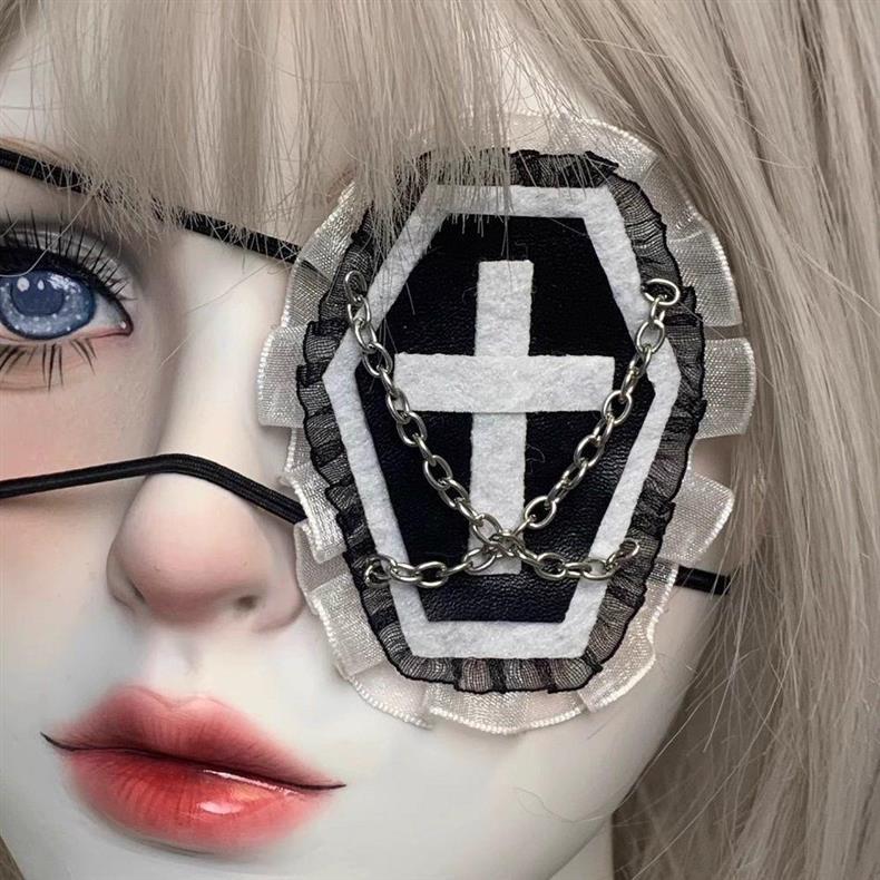 暗黑哥特十字架单眼眼罩Lolita图片