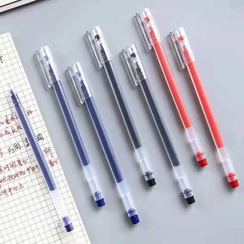 巨能写大容量中性笔黑色速干签字笔0.5mm针管笔芯学生老师黑色笔