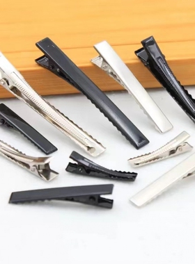 10个黑色鸭嘴夹鱼嘴夹方夹边夹发卡手工diy发饰材料饰品配件