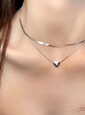 简约爱心吊坠项链小清新时尚网红颈链气质甜美夏季新款锁骨链