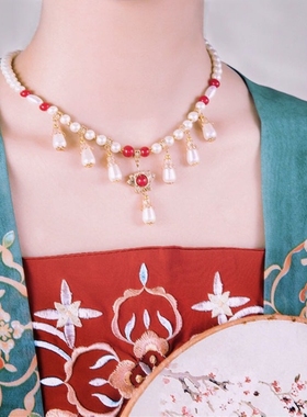 新款简约百搭软璎珞古风项链女仿玉石璎珞项圈唐风汉服配饰