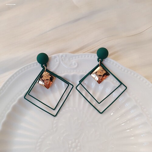 韩版气质几何耳钉时尚双层黑色菱形耳坠冷淡风个性百搭长款耳环