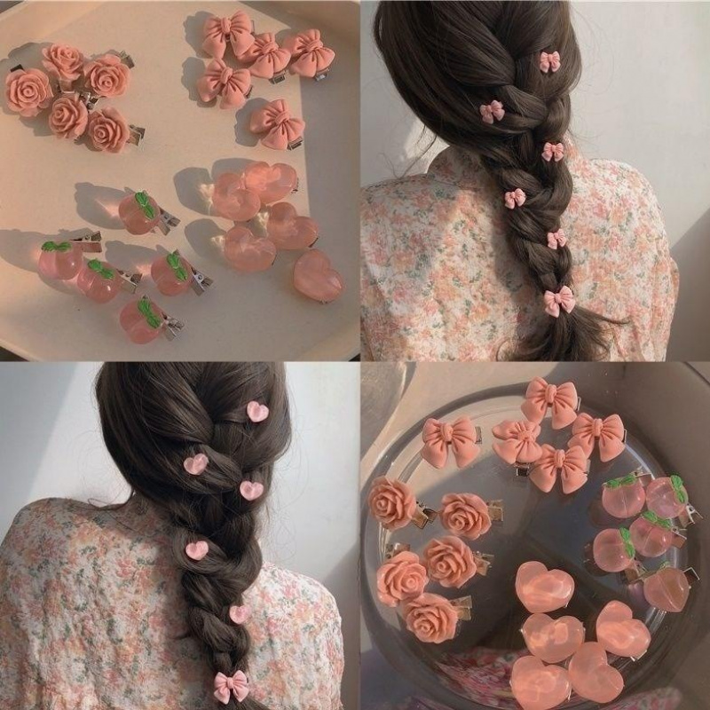 甜美的粉色发夹系列少女蝴蝶结水