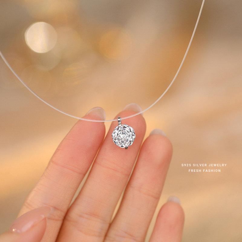 新款人鱼之泪玫瑰切项链女S925纯