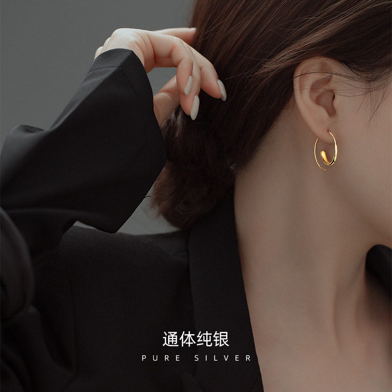 S925银气质圆圈圈耳环女2021年新