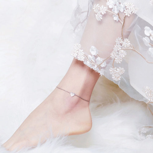S925纯银爱心脚链女ins小众设计