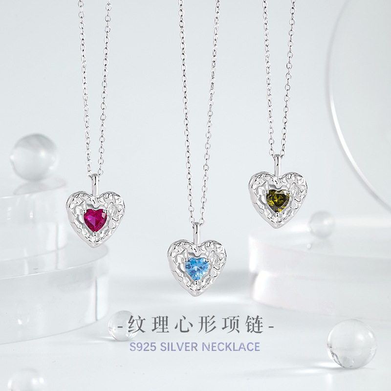 爱心纯银925项链女小众设计轻奢
