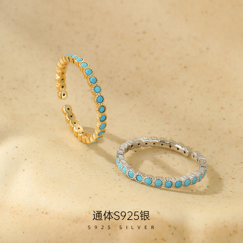 榕树下S925纯银欧美新款复古绿松