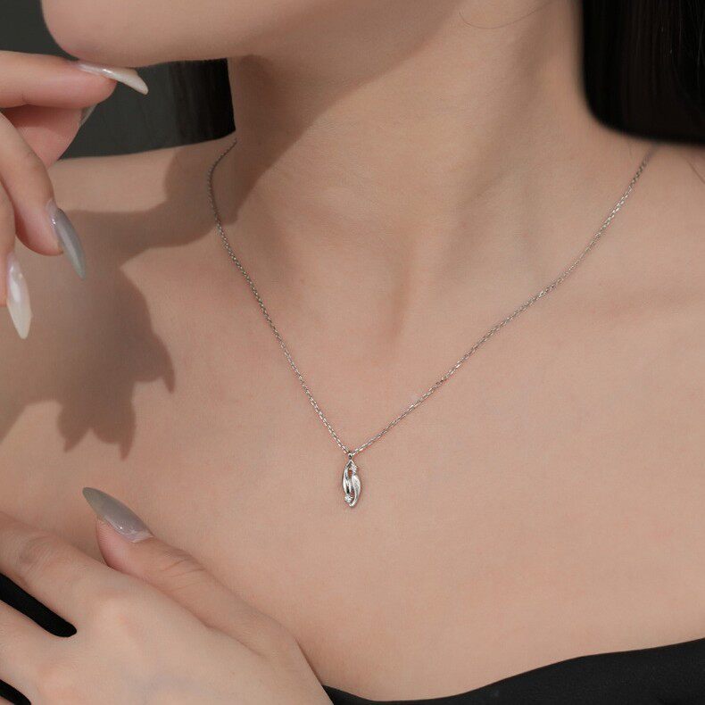 S925纯银灵动双鱼吊坠项链女高级