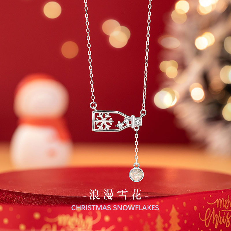 雪花纯银925项链女甜美可爱风琉