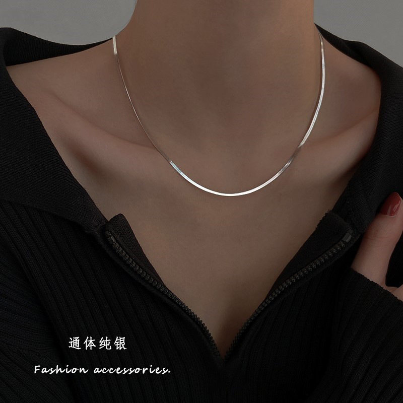 925纯银扁蛇骨链女冷淡风ins小众