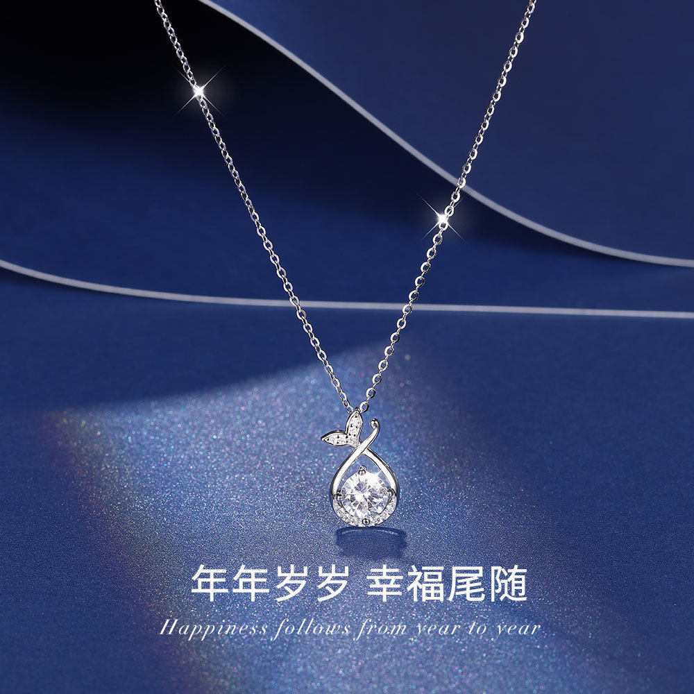 S999纯银幸福尾随项链女小众设计