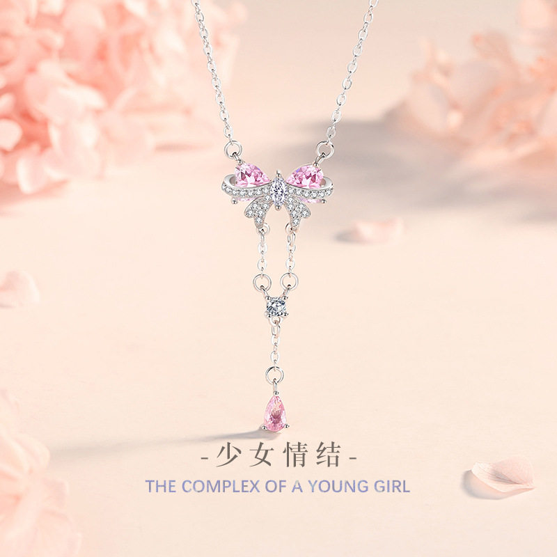 蝴蝶结纯银925项链女时尚百搭款