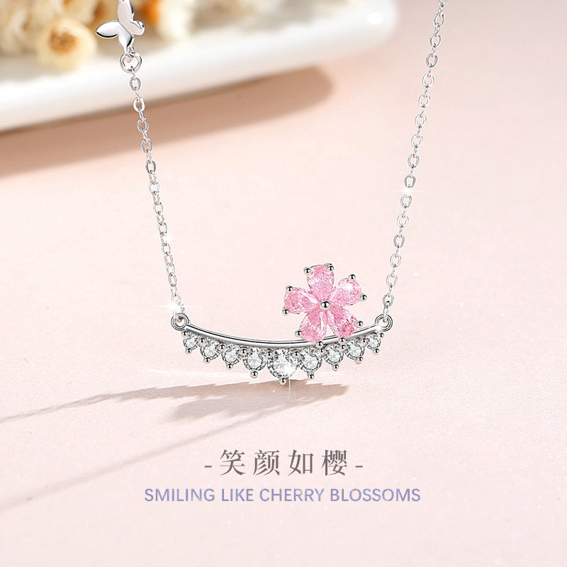樱花纯银925项链女小众设计轻奢