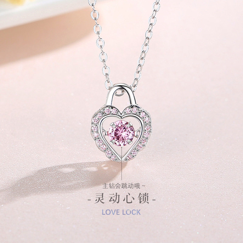 爱心锁纯银925项链女小众设计轻