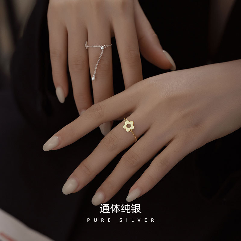 榕树下S925银韩国简约高级感花朵