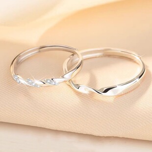 S999足银三生三世情侣对戒时尚轻奢设计高级感纯银戒指送女友礼物