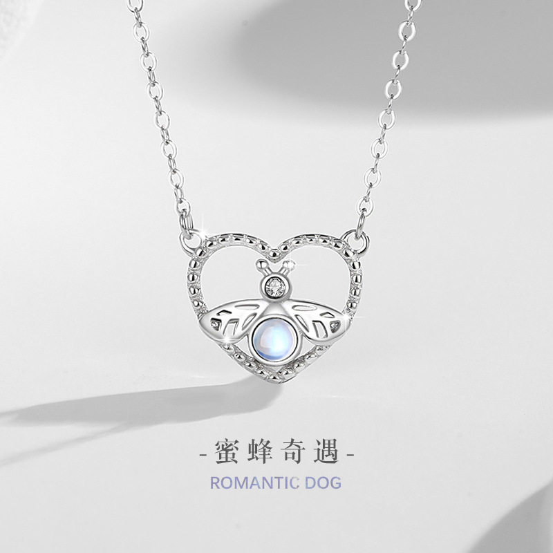 S925纯银爱心项链女简约时尚百搭