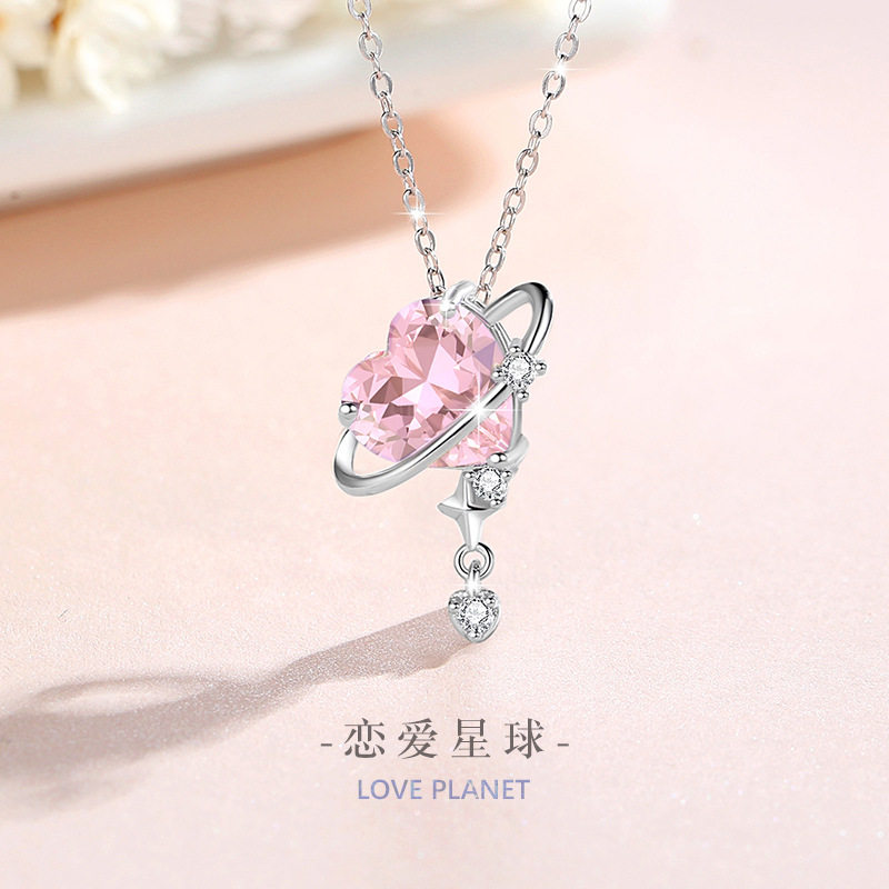 爱心纯银925项链女小众设计轻奢