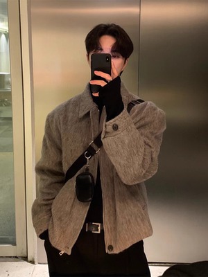 CLARALEE韩版毛呢大衣男秋冬季高级感短款外套美式覆古休闲夹克