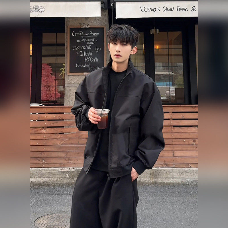 CLARALEE美式飞行夹克男春秋季高级感短款外套户外防风立领冲锋衣