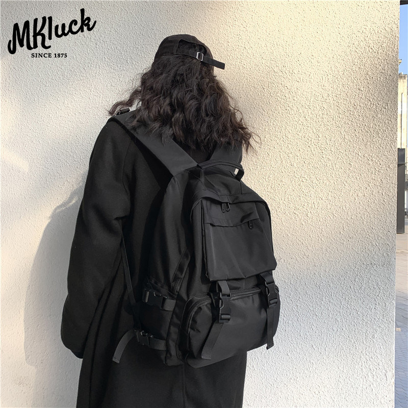 法国MKLUCK双肩包2025新款潮牌书包韩版青年学生女双肩背包情侣款