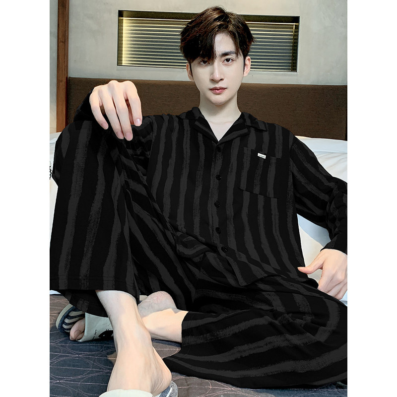 维多利亞纯棉长袖睡衣男士2025新款秋季全棉可外穿大码家居服套装