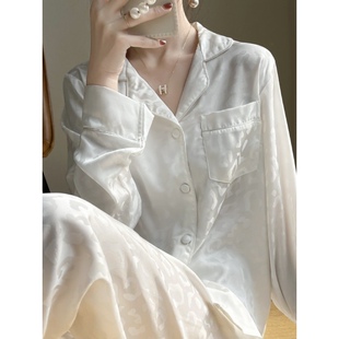 高级感冰丝绸礼盒装 维多利亞轻奢白色真丝睡衣女2025新款 秋冬薄款