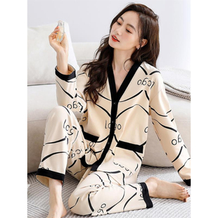 维多利亞纯棉睡衣女款2025新款春秋季全棉长袖秋冬薄款休闲家居服