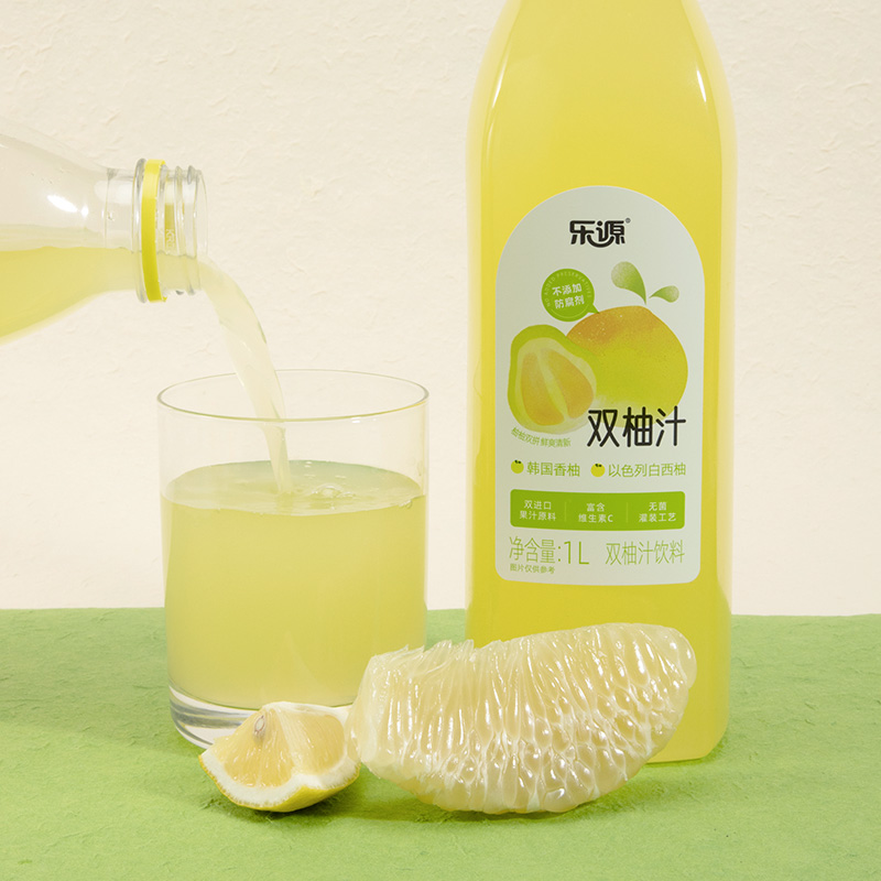 乐源双柚汁果汁饮料1LX2瓶大瓶装