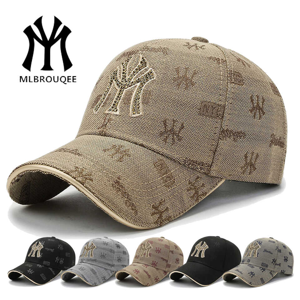 MLBROUQEE新款防晒帽男女通用韩版时尚鸭舌帽硬顶户外遮阳棒球帽