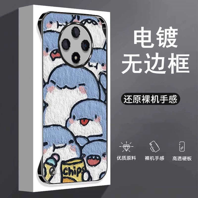 可爱鲨鱼适用oppoa3pro手机壳a1无边框a2散热a11x超薄a36女a58x男a72电镀套a53防摔a97外壳k12新款k10x/k12s