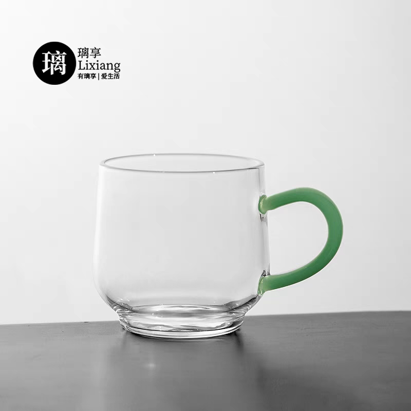 璃享玻璃碧玉杯小茶杯带把品茗杯家用办公茶杯120ml