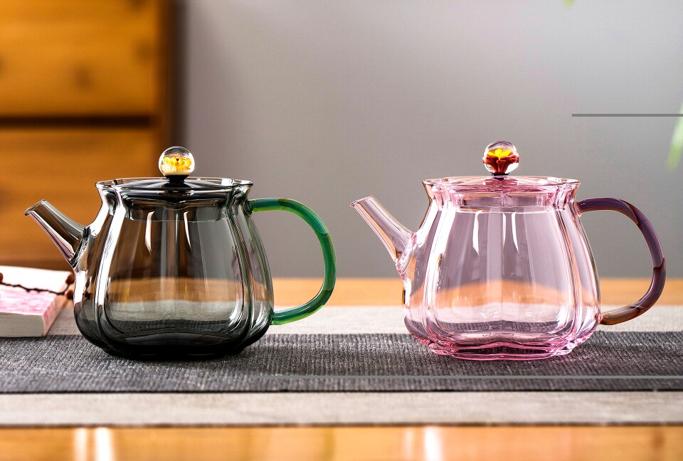 玉见玻璃茶壶高硼硅耐热玻璃福瓜小手泡茶壶180ml