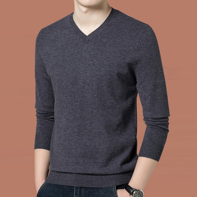 2025春秋季新款男士V领薄款打底衫秋冬季中年毛衣鸡心领针织毛衫