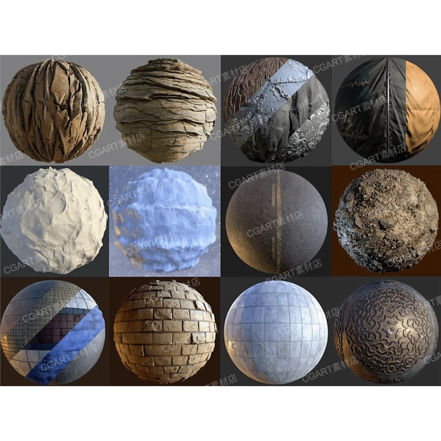 33个substance designer SD岩石悬崖瓦砖墙草地面沼泽纹理材质sbs