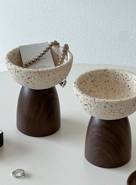 侘寂风家用复古中式檀香高级创意熏香底座托盘中古摆件桌面收纳