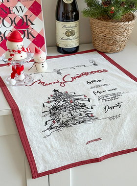 圣诞节装饰挂布节日聚会场景氛围感布置背景布圣诞树拍摄可爱挂毯